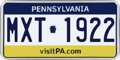 PA license plate MXT1922