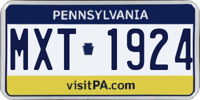 PA license plate MXT1924