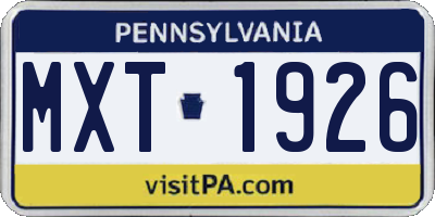 PA license plate MXT1926