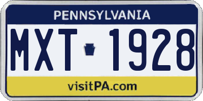 PA license plate MXT1928