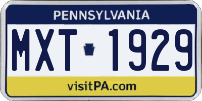 PA license plate MXT1929