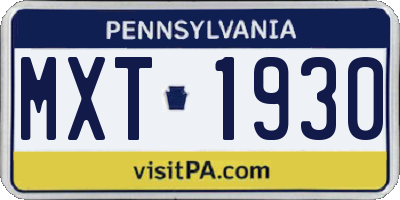 PA license plate MXT1930