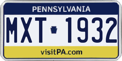 PA license plate MXT1932