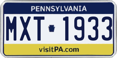 PA license plate MXT1933