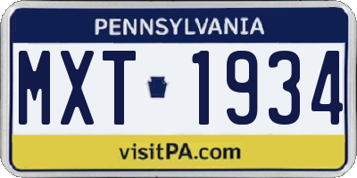 PA license plate MXT1934