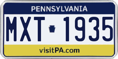 PA license plate MXT1935