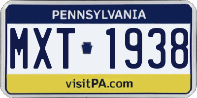 PA license plate MXT1938