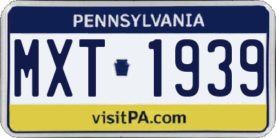 PA license plate MXT1939