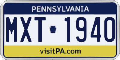 PA license plate MXT1940