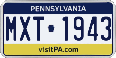 PA license plate MXT1943