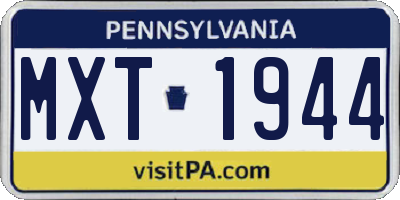 PA license plate MXT1944
