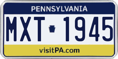 PA license plate MXT1945