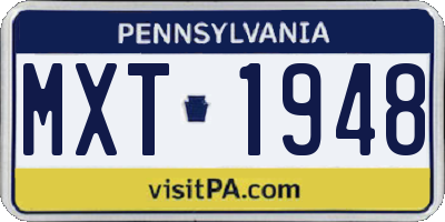 PA license plate MXT1948