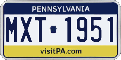 PA license plate MXT1951
