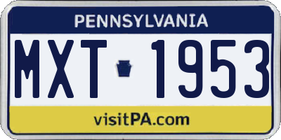 PA license plate MXT1953