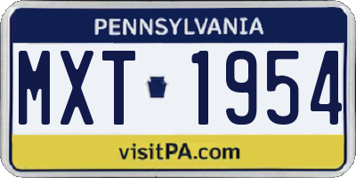 PA license plate MXT1954