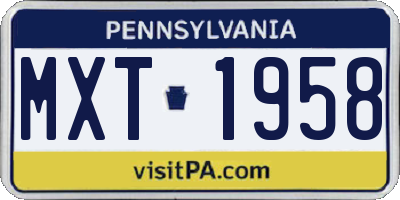 PA license plate MXT1958