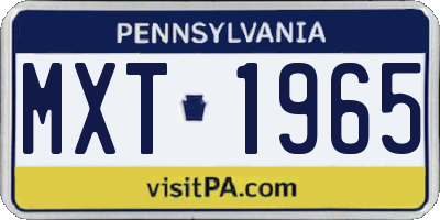 PA license plate MXT1965