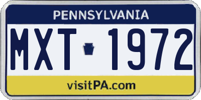 PA license plate MXT1972