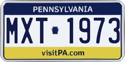 PA license plate MXT1973