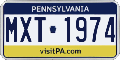 PA license plate MXT1974