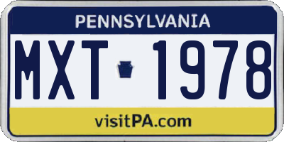 PA license plate MXT1978