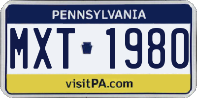 PA license plate MXT1980