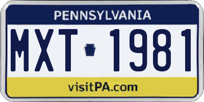 PA license plate MXT1981