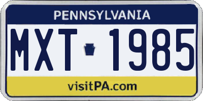 PA license plate MXT1985