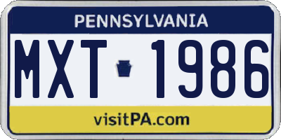 PA license plate MXT1986