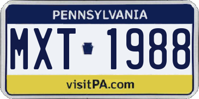 PA license plate MXT1988