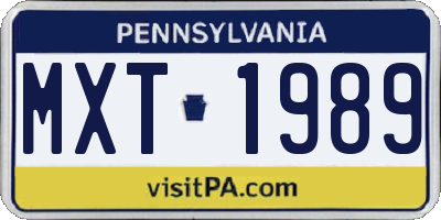 PA license plate MXT1989