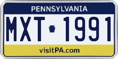 PA license plate MXT1991