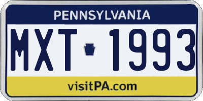 PA license plate MXT1993