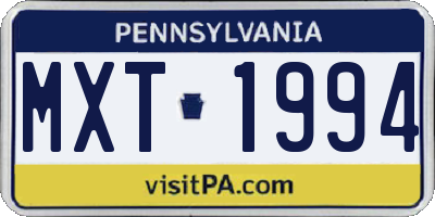 PA license plate MXT1994