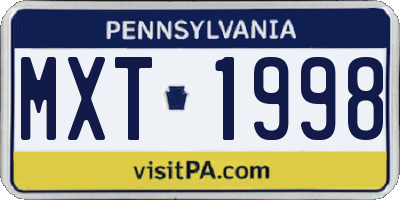 PA license plate MXT1998