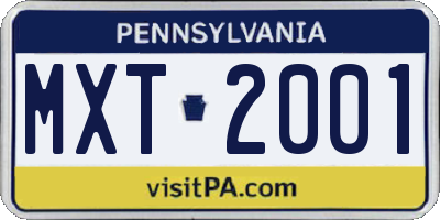 PA license plate MXT2001