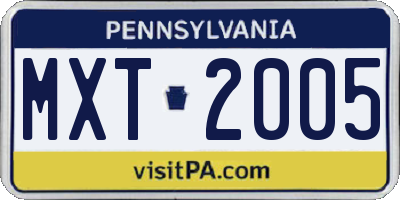 PA license plate MXT2005