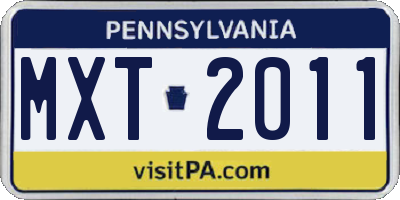 PA license plate MXT2011