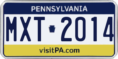 PA license plate MXT2014