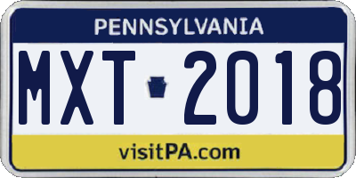 PA license plate MXT2018