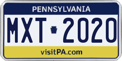 PA license plate MXT2020