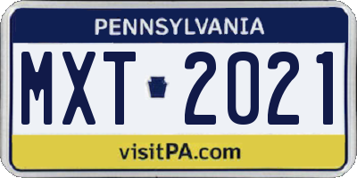 PA license plate MXT2021