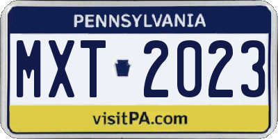 PA license plate MXT2023
