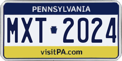 PA license plate MXT2024