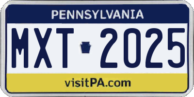 PA license plate MXT2025