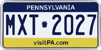 PA license plate MXT2027