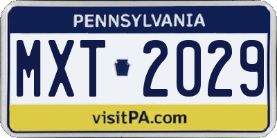 PA license plate MXT2029