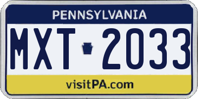 PA license plate MXT2033