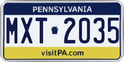 PA license plate MXT2035